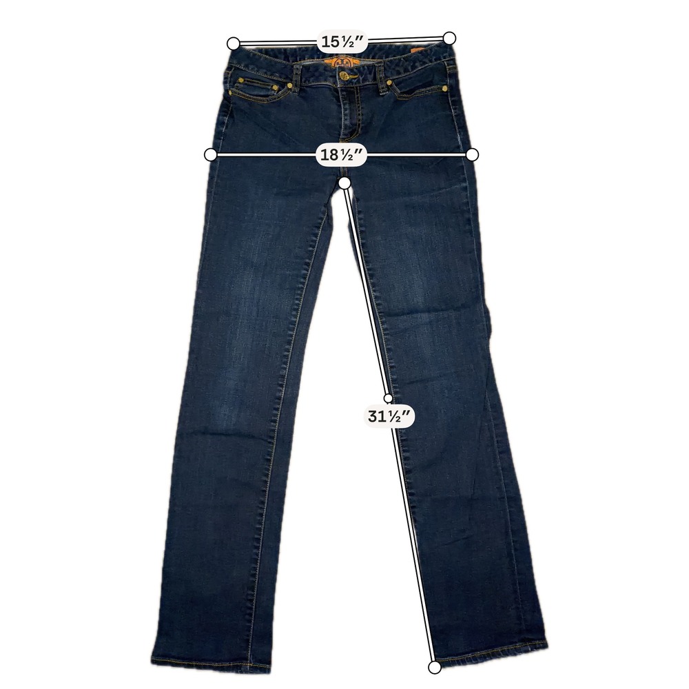 Tory Burch Womens Straight Leg Jeans Dark Wash Denim Size 28 Gold Hardware X4 - Picture 5 of 12